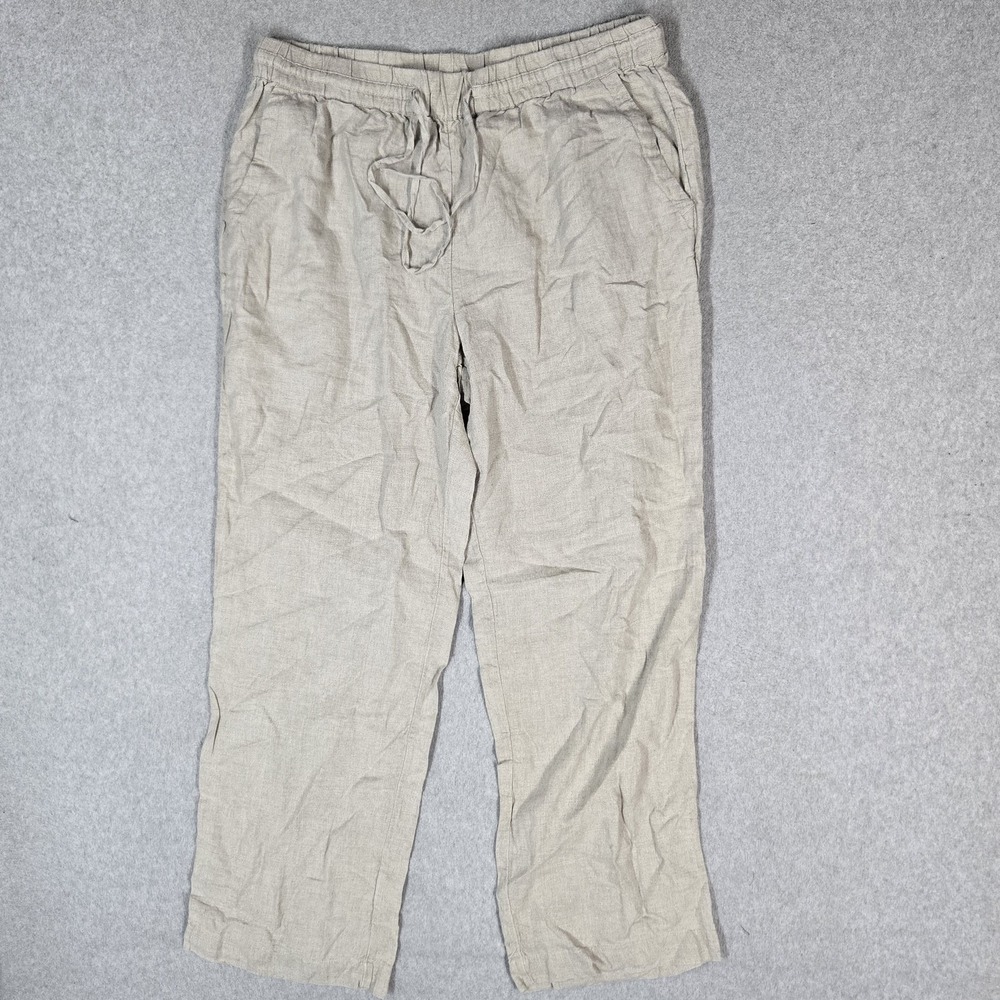 Charter Club Women Pants M Beige 100% Linen Luxury Relaxed 29" Inseam Coastal